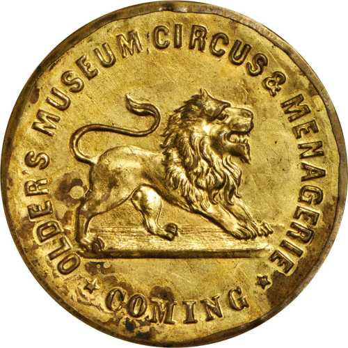 Iowa, Independence. Olders Museum, Circus & Menagerie. Mirror. Bowers IA-320.  Gilt brass. Choice Ab
