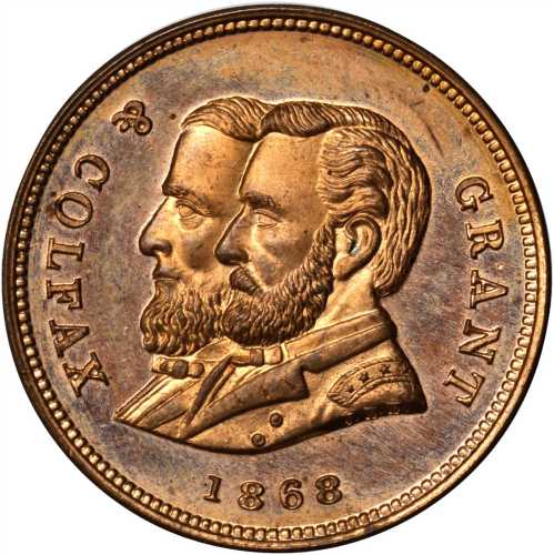 1868 Ulysses S. Grant. DeWitt-USG 1868-23. Copper. 27.6 mm. Mint State.