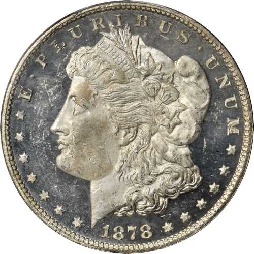 1878 Morgan Silver Dollar. 7/8 Tailfeathers. Strong. MS-64 DMPL (PCGS). Gold Shield Holder.