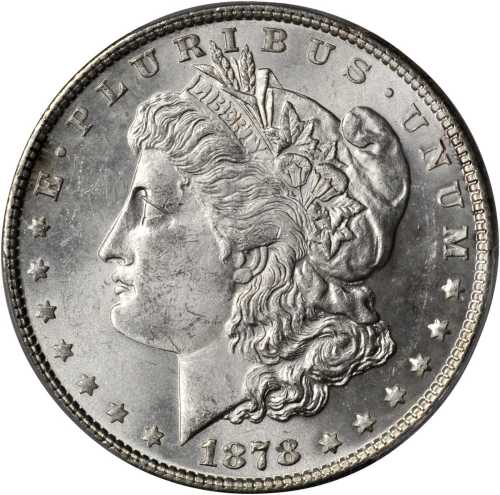 1878 Morgan Silver Dollar. 7/8 Tailfeathers. Weak. MS-64 (PCGS).