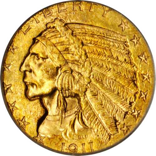 1911-D Indian Half Eagle. MS-62 (PCGS). CAC.