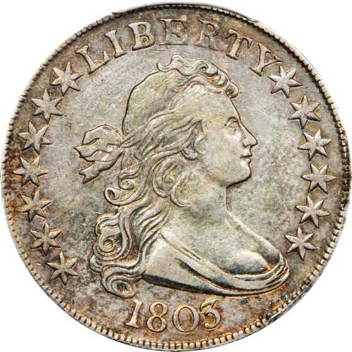1803 Draped Bust Half Dollar. O-104, T-4. Rarity-3. Small 3. EF-40 (PCGS).