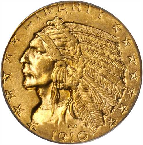 1910-D Indian Half Eagle. AU-58 (PCGS). CAC.