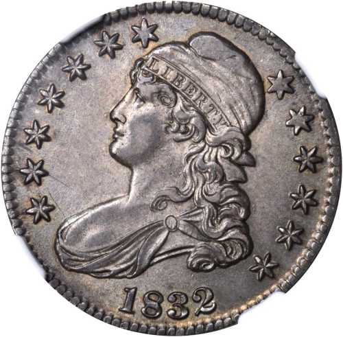 1832 Capped Bust Half Dollar. O-102. Rarity-1. Small Letters. AU-58 (NGC).
