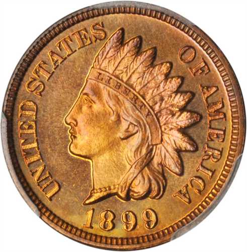 1899 Indian Cent. Proof-67 RB (PCGS). CAC.