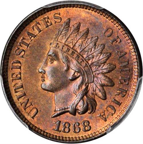 1868 Indian Cent. MS-65 RB (PCGS).