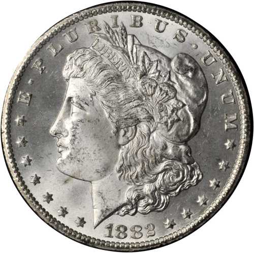 1882-CC GSA Morgan Silver Dollar. VAM-2. Hit List 40. Misplaced Date. MS-65 (NGC).