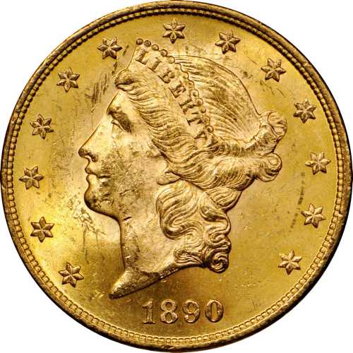 1890 Liberty Head Double Eagle. MS-63 (PCGS).