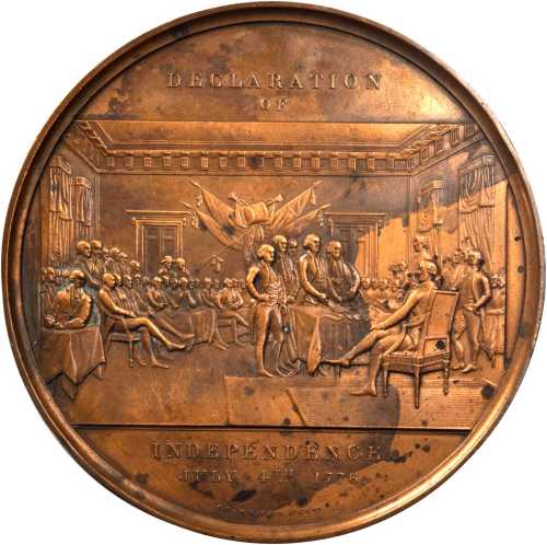 1776 (ca. 1860) Declaration of Independence with Signatures Medal. Electrotype. 91 mm. By Wright, Bl