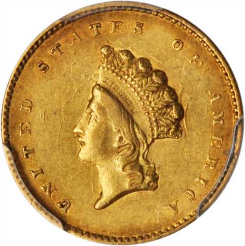 1855 Gold Dollar. Type II. AU-50 (PCGS).