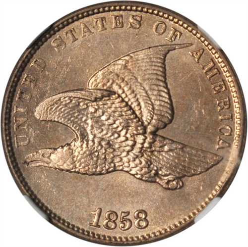 1858 Flying Eagle Cent. Small Letters, Low Leaves Reverse (Style of 1858), Type II. Unc Details--Cle
