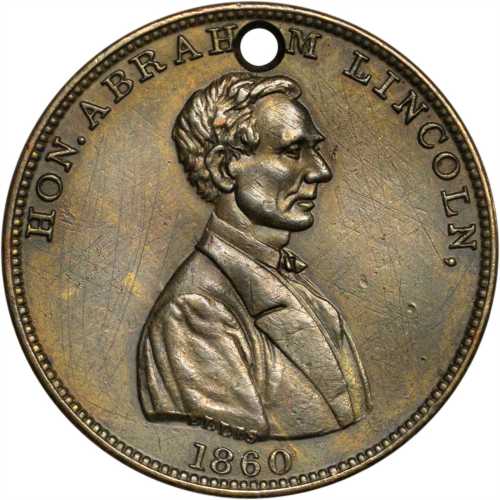 Group of five different 1860 Abraham Lincoln medalets.