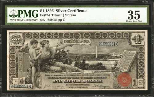 Fr. 224. 1896 $1 Silver Certificate. PMG Choice Very Fine 35.