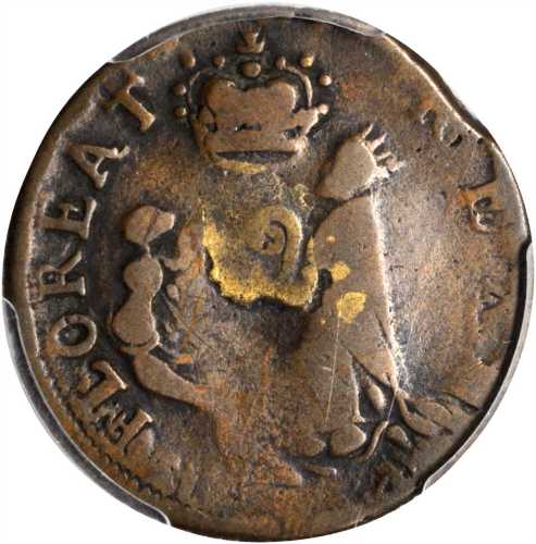 Undated (ca.1663-1672) St. Patrick Farthing. Breen-208, W-11500. Copper. Nothing Below King. VG-10 (