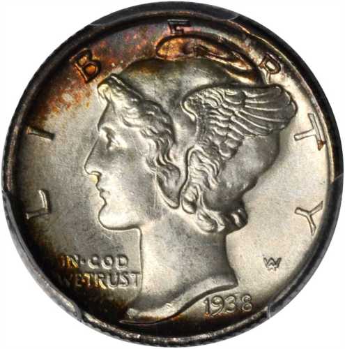 1938-S Mercury Dime. MS-68 (PCGS).