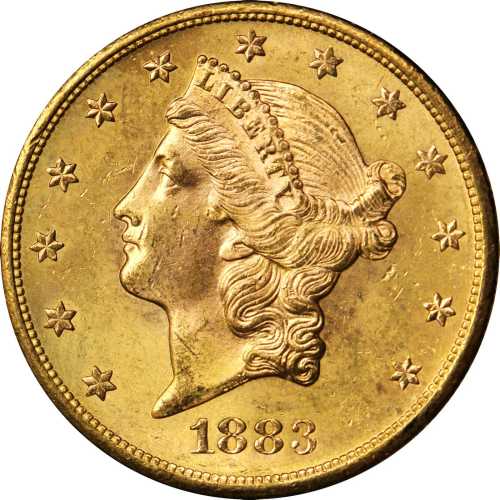1883-S Liberty Head Double Eagle. MS-64+ (PCGS).