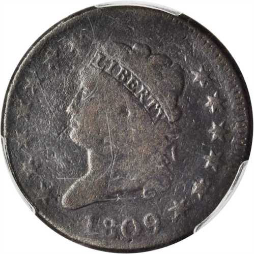 1809 Classic Head Cent. S-280, the only known dies. Rarity-2. VG Details--Environmental Damage (PCGS