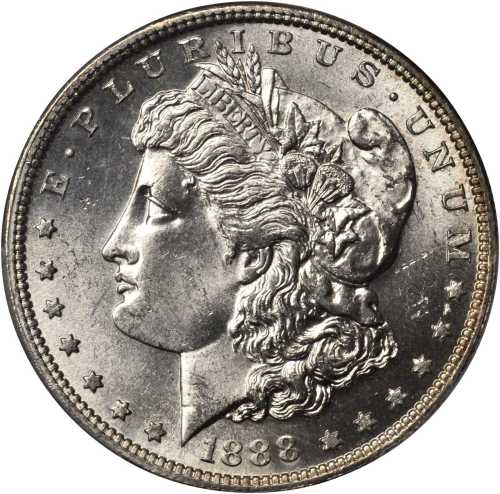 1888-S Morgan Silver Dollar. MS-64 (PCGS).