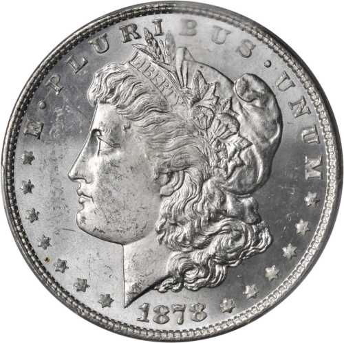 1878 Morgan Silver Dollar. 8 Tailfeathers. VAM-18. Doubled Date. MS-63 (PCGS).
