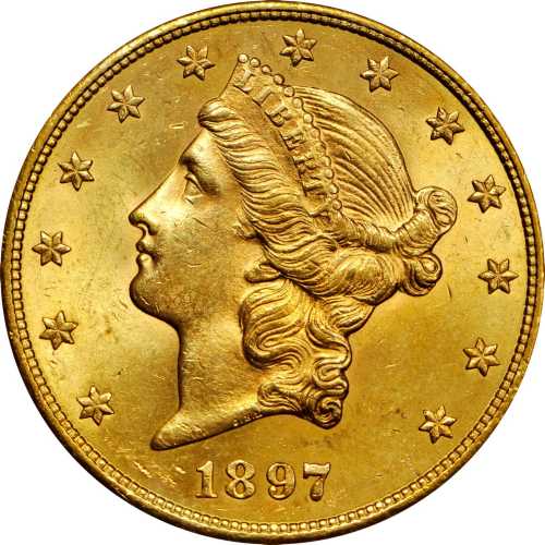 1897-S Liberty Head Double Eagle. MS-62 (PCGS). CAC.