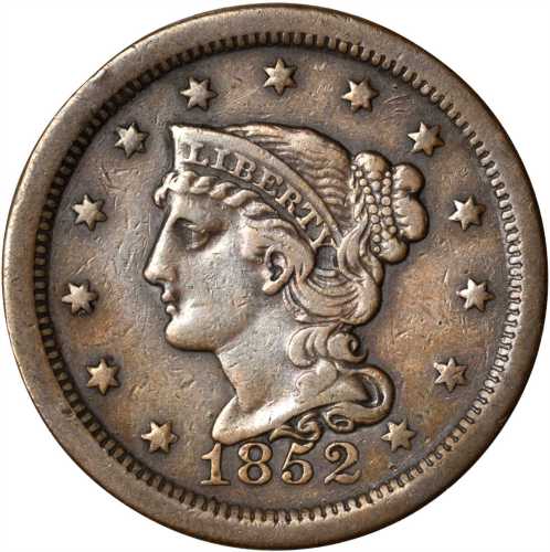 Lot of (4) 1852 Braided Hair Cents.