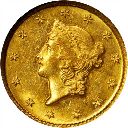 1854-D Gold Dollar. MS-63 (NGC). OH.