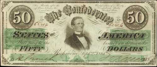 T-16. Confederate Currency. 1861 $50. Choice Very Fine.