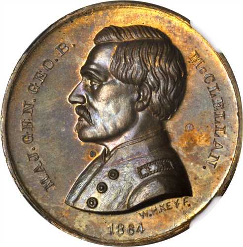 1864 George McClellan. DeWitt-GMcC 1864-21. Brass. 31 mm. MS-64 (NGC).