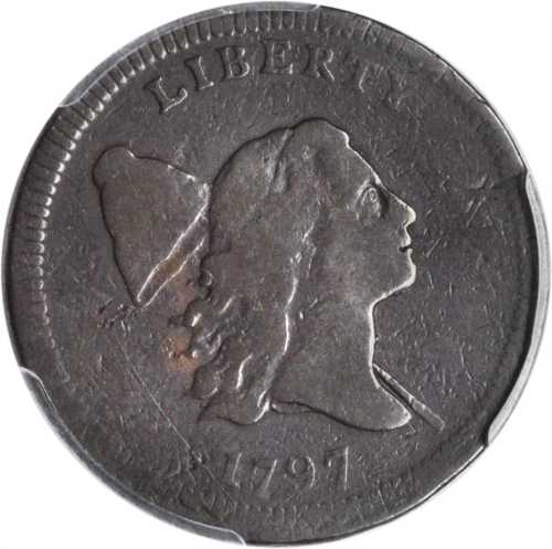1797 Liberty Cap Half Cent. C-2. Rarity-3. Plain Edge--Overstruck on a Talbot, Allum & Lee Cent--VG-