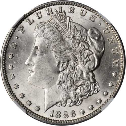 1886-O Morgan Silver Dollar. MS-62+ (NGC).