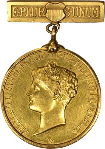 1926 State Department Life Saving Medal Presented by the President. Gold. 35.6 mm x 51.1 mm. 43.4 gr