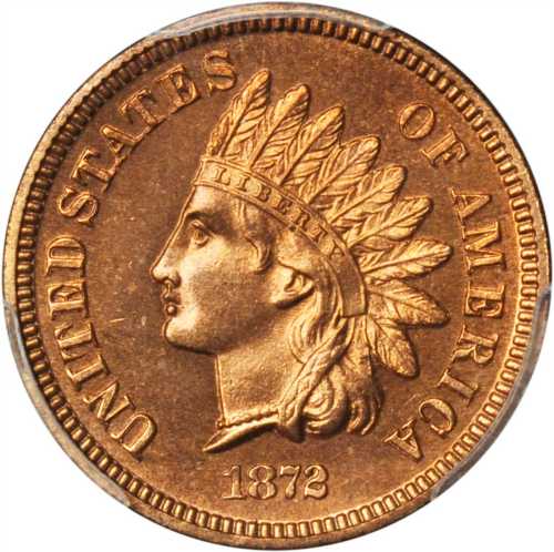 1872 Indian Cent. Proof-64 RB (PCGS).