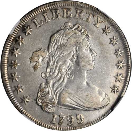 1799 Draped Bust Silver Dollar. BB-156, B-7a. Rarity-4. VF Details--Improperly Cleaned (NGC).