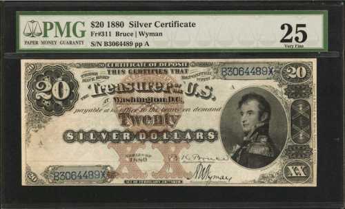 Fr. 311. 1880 $20 Silver Certificate. PMG Very Fine 25.