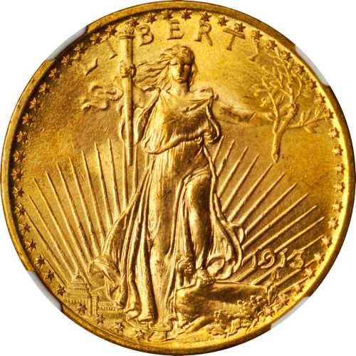 1913 Saint-Gaudens Double Eagle. MS-65+ (NGC).