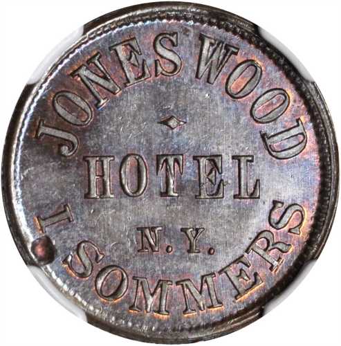 New York--New York. 1863 Isaac Sommers, Jones Wood Hotel. Fuld-630BR-1a. Rarity-2. Copper. 21 mm. MS