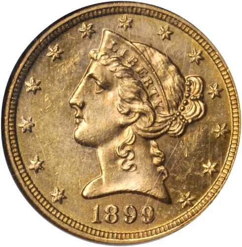 1899 Liberty Head Half Eagle. MS-64 PL (NGC).