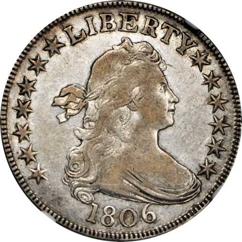 1806 Draped Bust Half Dollar. O-124, T-22. Rarity-6. E/A in STATES. VF-35 (NGC).