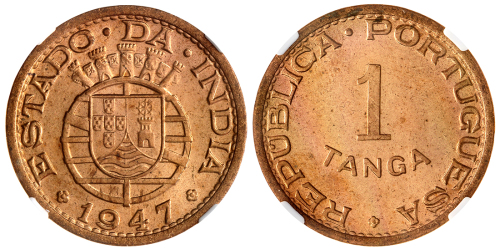 1947年葡属印度1/16卢比，NGC MS66RD