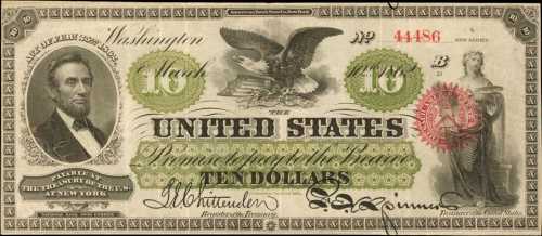 Fr. 94. 1862 $10 Legal Tender Note. PMG Very Fine 30.