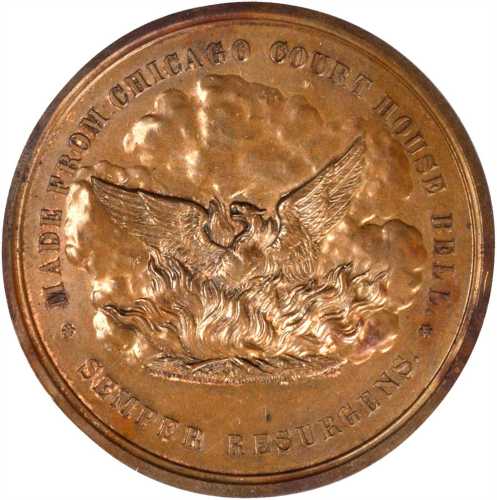 1871 (1872) Chicago Fire Commemorative Medal. Bronze. 51 mm. By William Barber. Julian CM-13. MS-62 