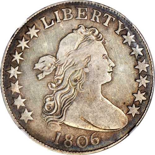 1806 Draped Bust Half Dollar. O-110, T-10. Rarity-6. Pointed 6, Stem Through Claw. VF-20 (NGC).