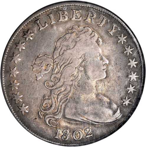 1802 Draped Bust Silver Dollar. BB-241, B-6. Rarity-1. Narrow Date. VF-25 (NGC).