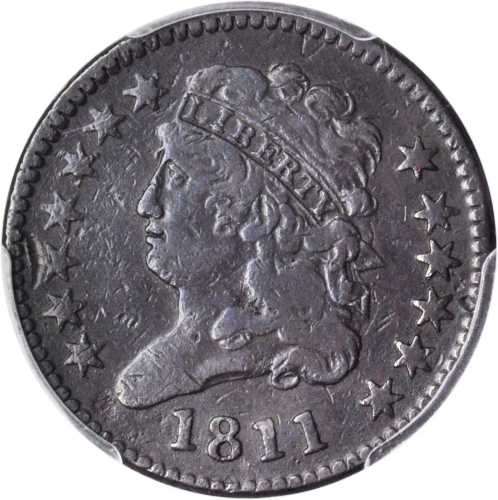 1811 Classic Head Half Cent. C-2. Rarity-3-. Close Date. VF-20 (PCGS).