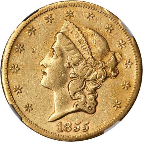 1855-S Liberty Head Double Eagle. EF-45 (NGC).