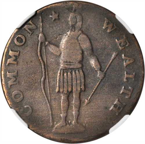 1788 Massachusetts Cent. Ryder 2-B, W-6200. Rarity-4-. Period after MASSACHUSETTS. VF-20 (NGC).