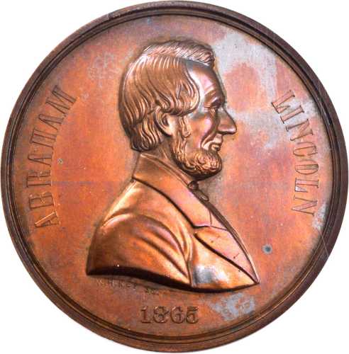 1865 Abraham Lincoln Broken Column Medal. DeWitt-Unlisted. King-247. Copper. 51 mm. Uncirculated Det