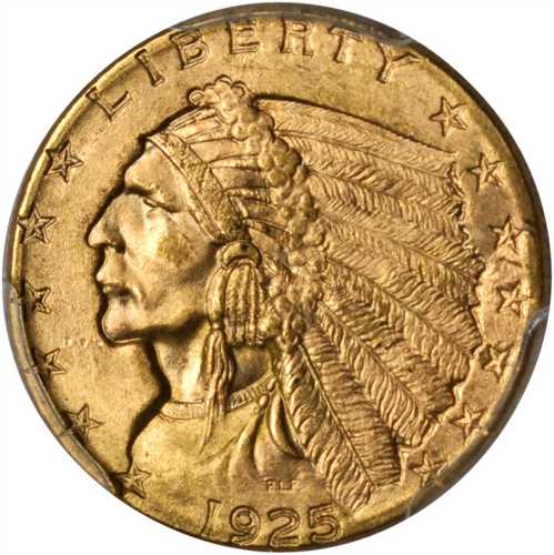 1925-D Indian Quarter Eagle. MS-65 (PCGS).