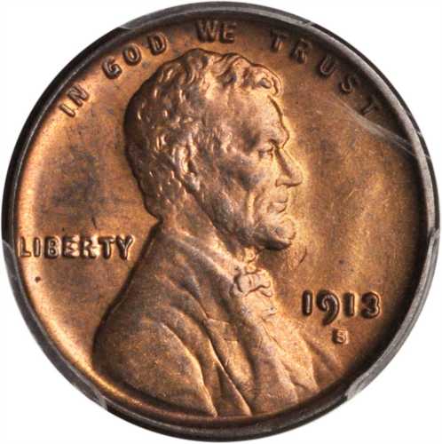 1913-S Lincoln Cent. MS-64 RB (PCGS).