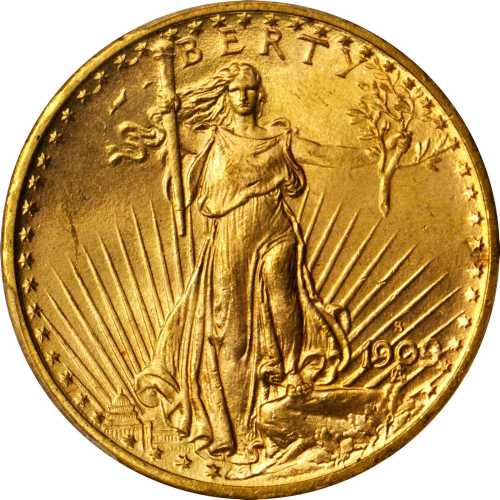 1909-S Saint-Gaudens Double Eagle. MS-65+ (PCGS). Gold Shield Holder.